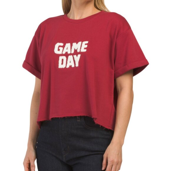 NEW GILLI Made In USA  Short Sleeve cotton/ blend  Game Day Tee Burgundy 161mn - Picture 1 of 2